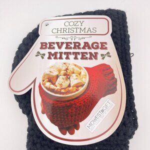 New Crochet Acrylic Drink Mitten Beverage Holder Holiday Novelty Gift Black